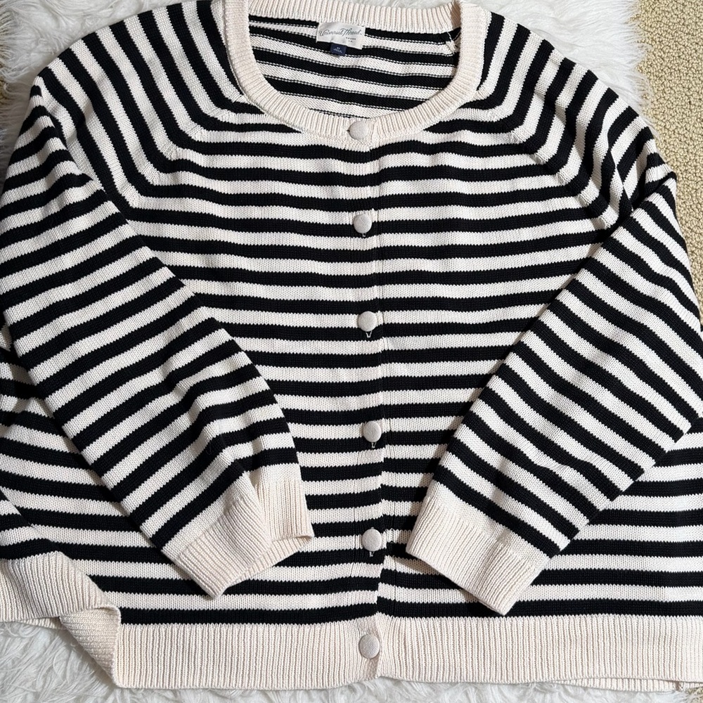 NWOT Universal Thread 4X Black White
Striped Button Down Cardigan Swearer Knit